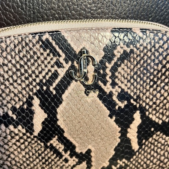 SALE!!! Jimmy Choo Python snakeskin leather logo clutch / pouch bag NEW - Picture 3 of 8